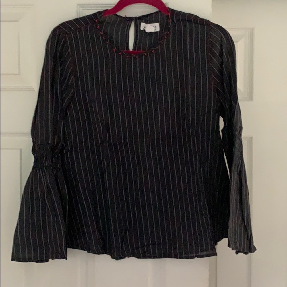 Navy stripe and pink shirt